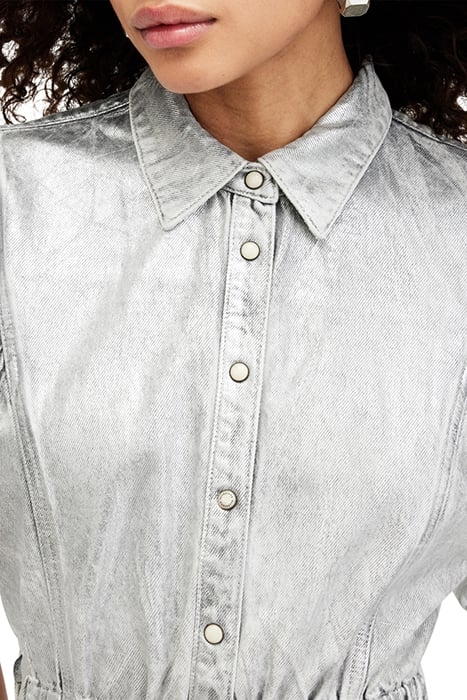 OSA DENIM DRESS METALLIC SILVER 6
