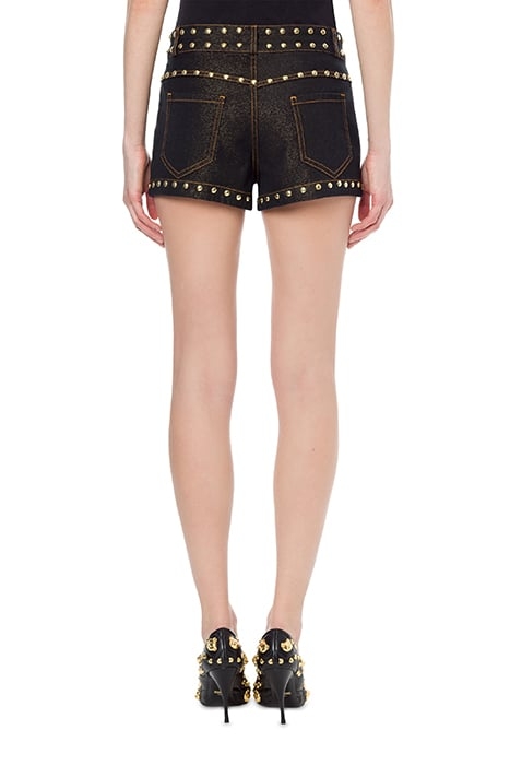 TEDDY BUTTONS STRETCH DENIM SHORTS BLACK 2