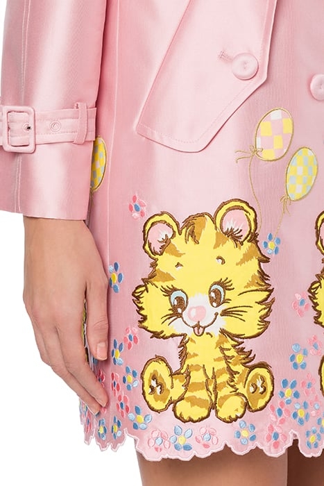 BLANKET EMBROIDERY GAZAR TRENCH COAT PINK 4