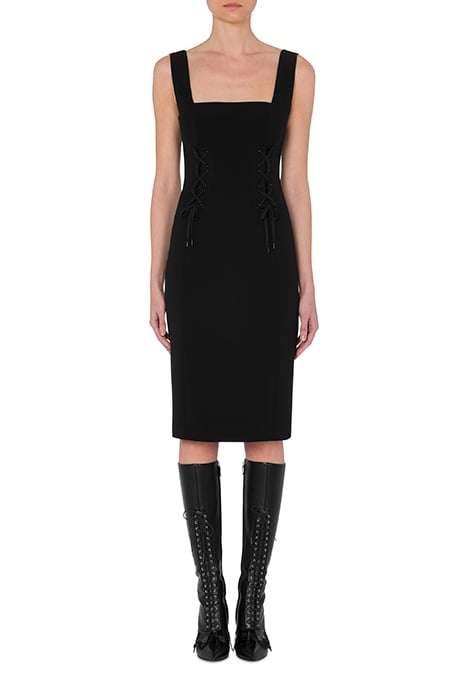 BONDAGE LACING CREPE DRESS BLACK 1
