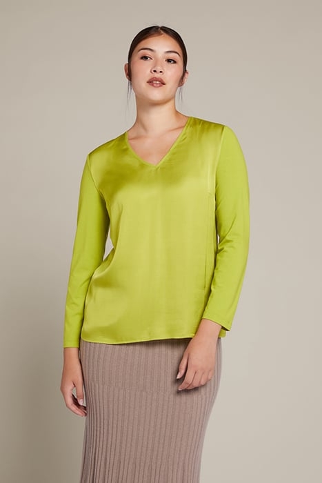 T-SHIRT IN TWO ECO-VISCOSE FABRICS GREEN 1