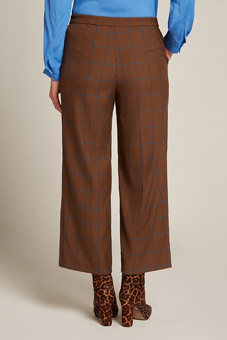 CHEQUERED CROPPED TROUSERS BROWN 2