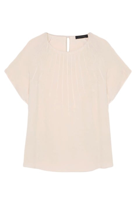 SHORT BLOUSE WITH RIBBING ON THE NECKLINE NATURAL 4
