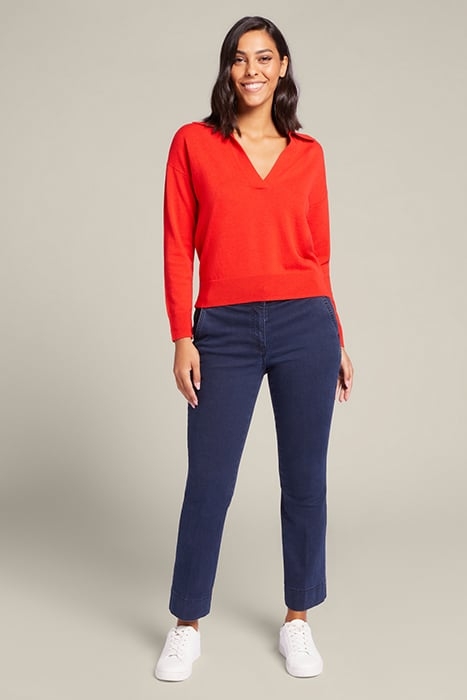 SWEATER WITH COLLAR IN PURE CARDED WOOL RED 3