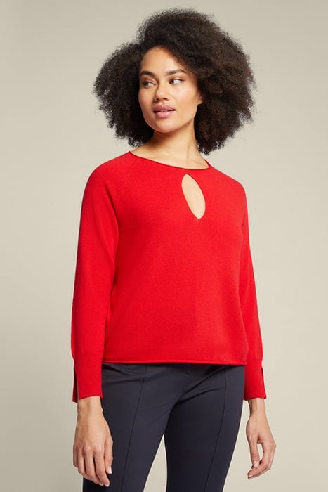 SWEATER WITH DROP OPENING IN FRONT RED 1
