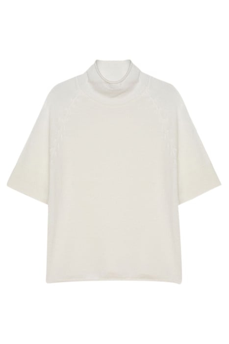 SHORT SLEEVED WOOL SWEATER WHITE 4