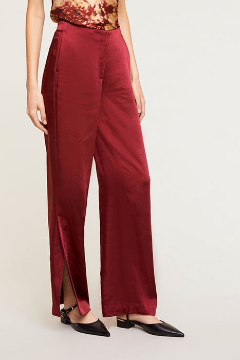 HEAVY SATIN PALAZZO TROUSERS RED 1