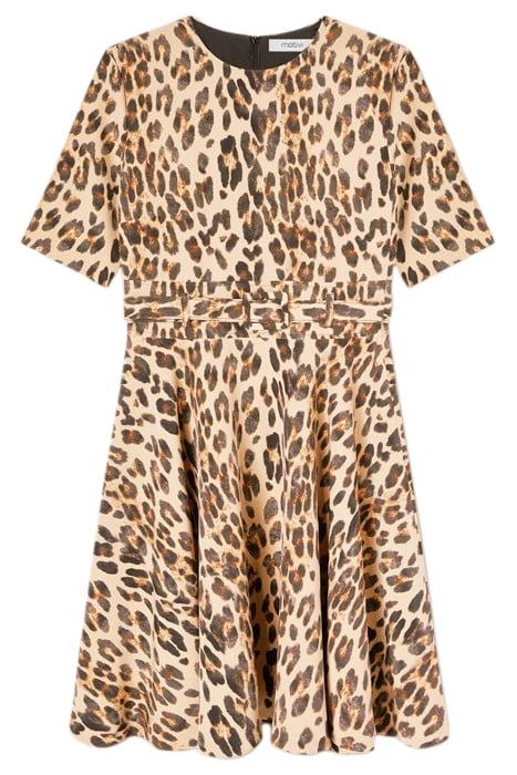 SHORT DRESS WITH ANIMAL PATTERN DRESS NATURAL 3