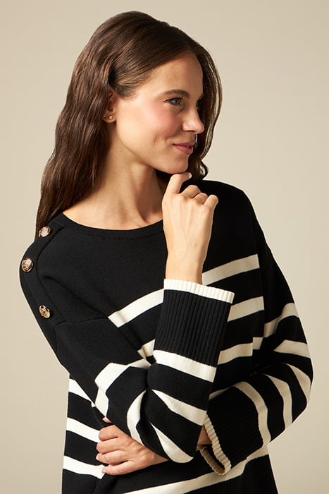STRIPED SWEATER WITH ARMY BUTTONS BLACK 4