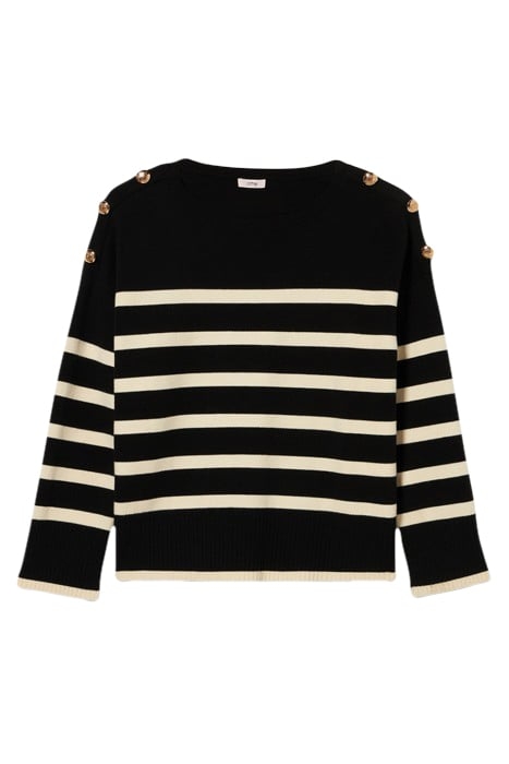 STRIPED SWEATER WITH ARMY BUTTONS BLACK 3