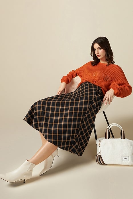 FLARED CHEQUERED SKIRT BLACK 3