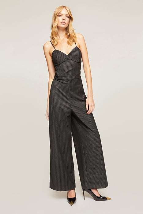 LONG LUREX PINSTRIPE JUMPSUIT BLACK 1