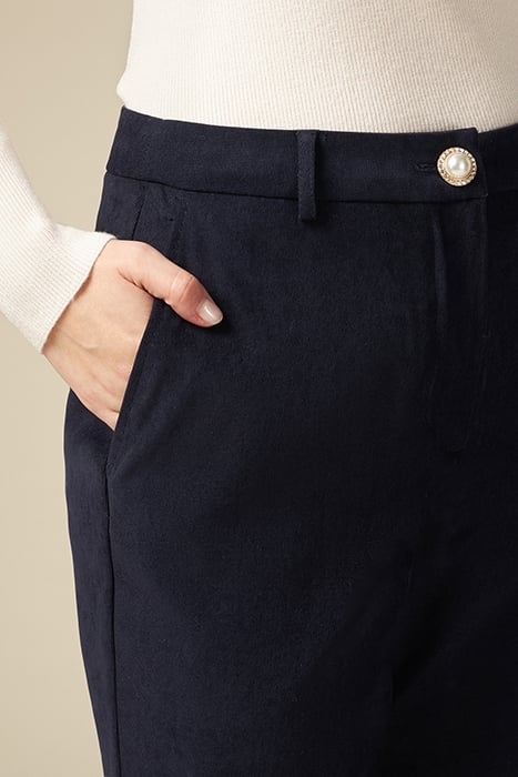 VELVET STOVEPIPE TROUSERS BLUE 4