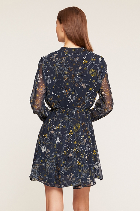 SHORT ZODIAC PATTERN GEORGETTE DRESS BLUE 2