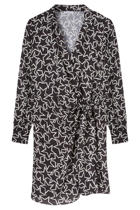 SHORT WRAPAROUND DRESS WITH STAR PATTERN BLACK 4