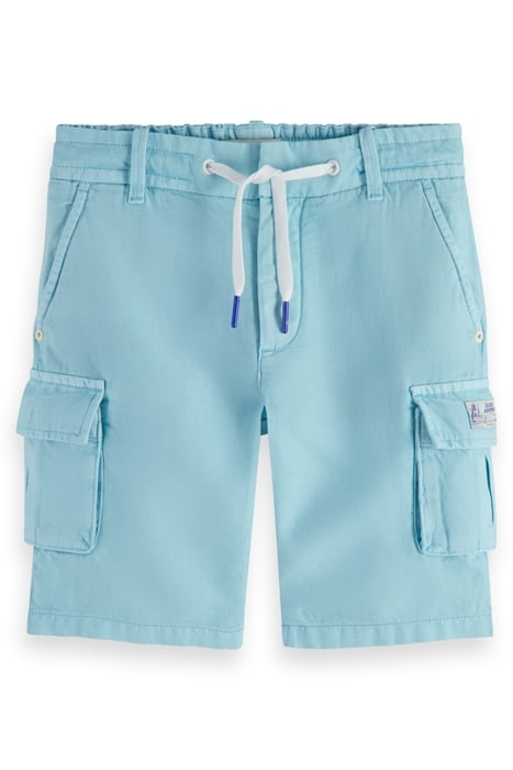 LONGER-LENGTH - GARMENT-DYED COTTON LINEN CARGO SHORTS BLUE 1