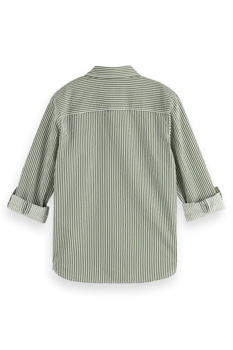 REGULAR-FIT - PRINTED STRIPE SEERSUCKER SHIRT SEAWEED GREEN 2