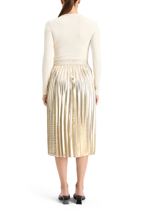 PLEATED SHINY HIGH-RISE MAXI SKIRT GOLD 2