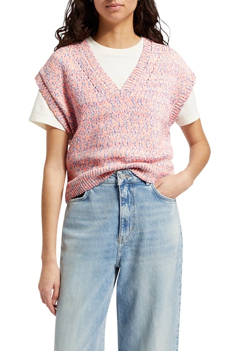 SPACE DYE V NECK KNITTED TANK PINK SPACE DYE 1