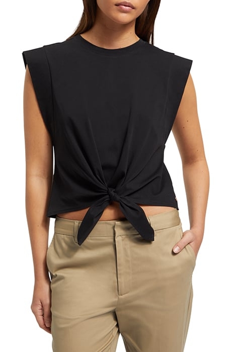SLEEVELESS KNOTTED T-SHIRT BLACK 1