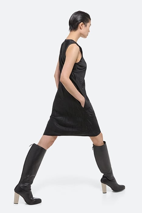 CRUSH BIAS DRESS POLYESTER, SPANDEX BLACK 4