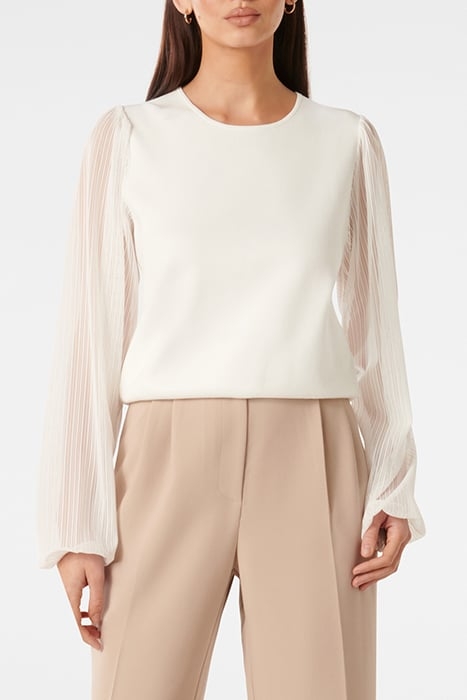 MANDY WOVEN SLEEVE KNIT TOP PORCELAIN 1