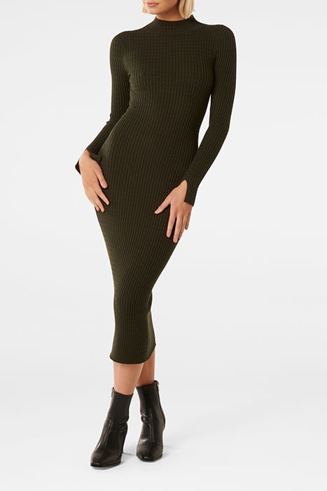 GEORGIA TEXTURED COLUMN KNIT DRESS OREGANO 1