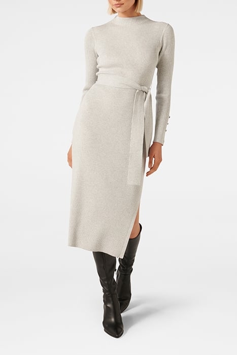 LILY RIB COLUMN KNIT DRESS GREY 1