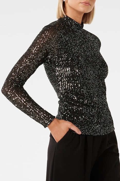 ANTHEA HIGH NECK SEQUIN TOP GUNMETAL 5