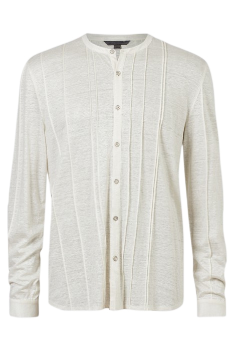 DYCKMAN REGULAR FIT LS BAND COLLAR SHIRT EGG SHELL 2