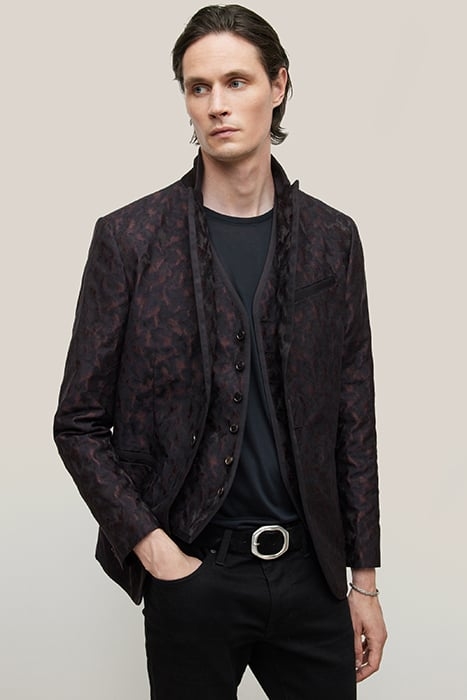 BUTTON FRONT CLOSURE VEST WITH SATIN TAP MERLOT 2