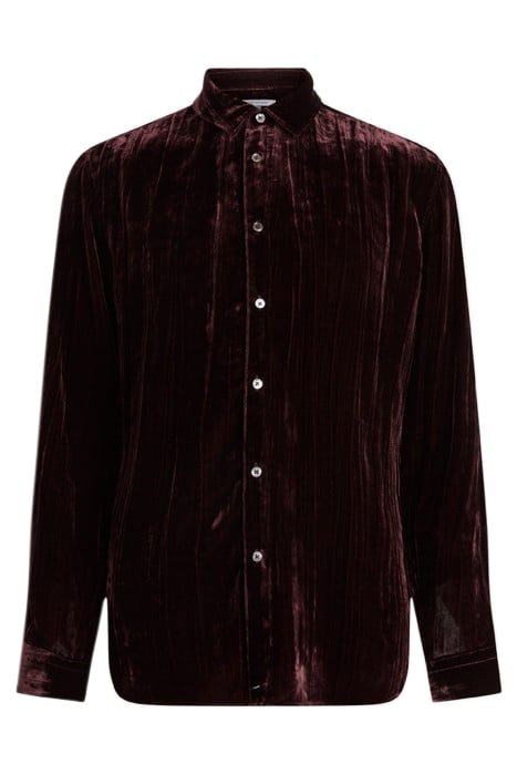 CRINKLED VELVET SLIM SHIRT MERLOT 1