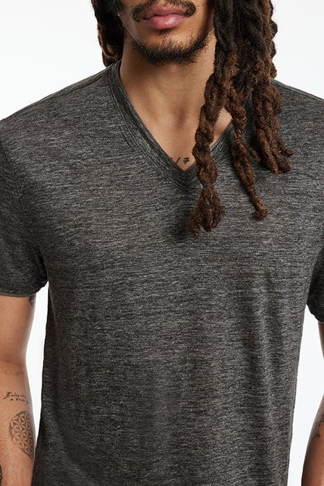 WOOSTER REGULAR FIT SS VNECK WITH MELANG IRON GREY 3