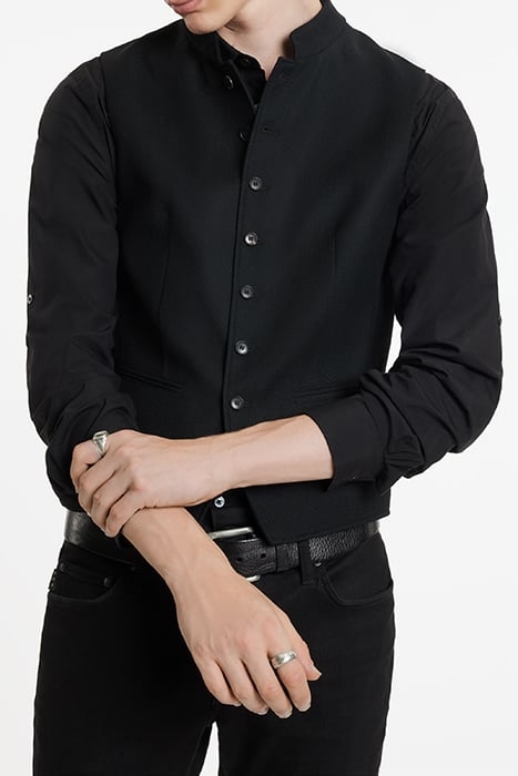 BUTTON FRONT CLOSURE VEST WITH STAND UP BLACK 1