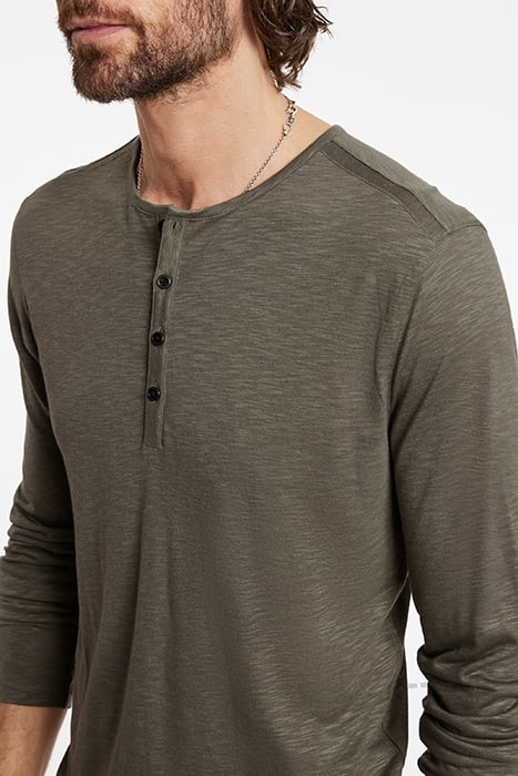 DANVILLE REGULAR FIT LS HENLEY WITH PLAC EUCALYPTUS 3