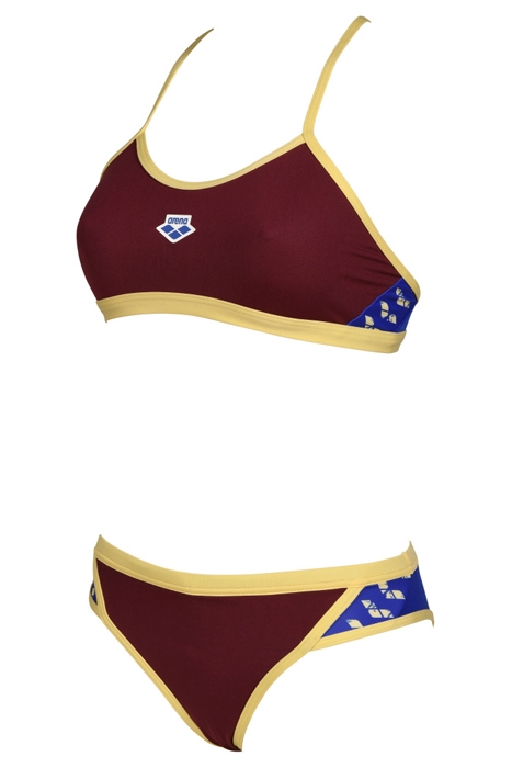 WOMEN'S ARENA ICONS BIKINI CROSS BACK SO BURGUNDY-NEON BLUE- 6