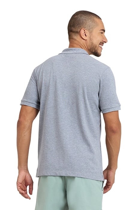 MEN'S POLOSHIRT SOLID COTTON PIQUET MEDIUM GREY HEATHER-WHIT 2