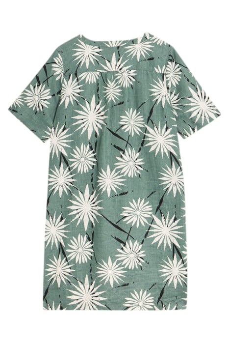 JUNE LINEN SHIFT DRE GREEN PRINTED 2