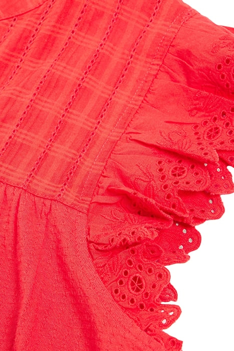 TEA WOVEN FRILL TOP BRIGHT ORANGE 4