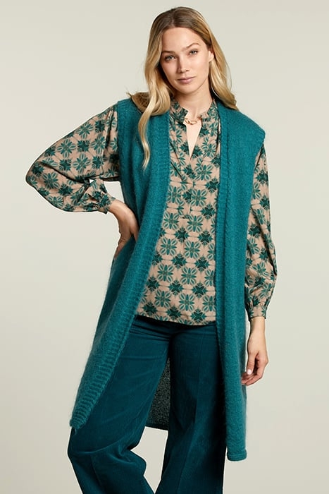 GREEN SLEEVELESS CARDIGAN 1
