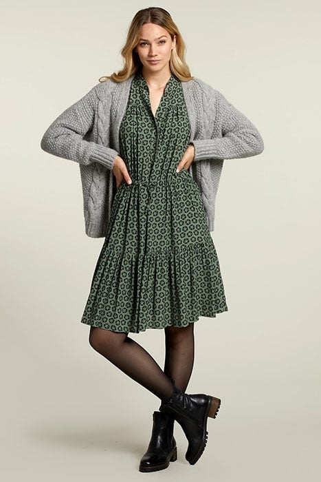 GREEN V-NECK DRESS 4