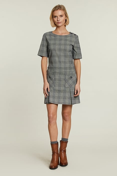 GREY SHORT DRESS APPLIED POCKETS 1