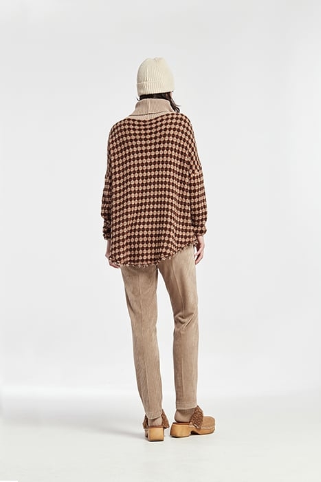 TRICOLOR KNIT HIGH NECK ASTRAL SWEATER BROWN 2