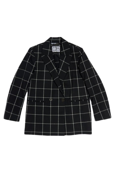 BLACK CHECKED A-LINE BLAZER 3