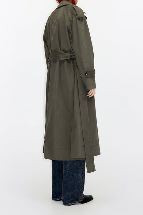 LONG DARK KHAKI TRENCH COAT 2