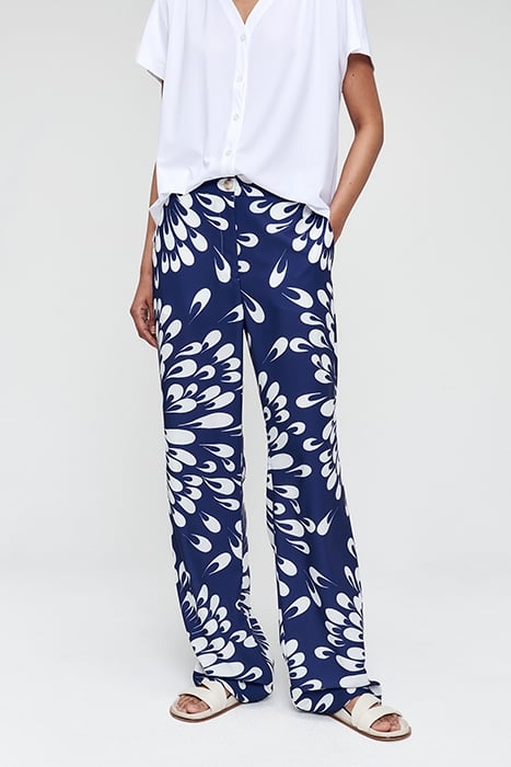 PRINTED WIDE LEG PANTS ROYAL BLUE 1