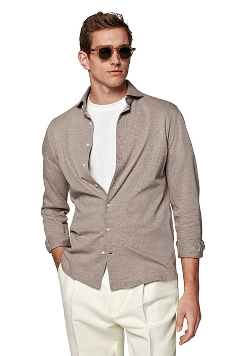 LIGHT BROWN EXTRA SLIM FIT SHIRT 1