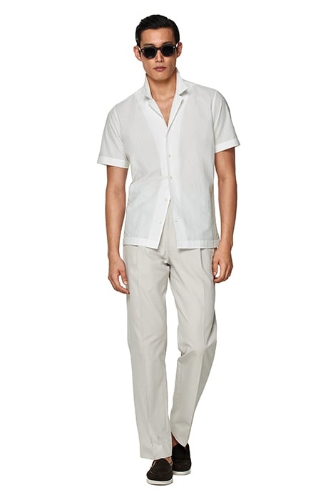 WHITE CAMP COLLAR SLIM FIT SHIRT 3