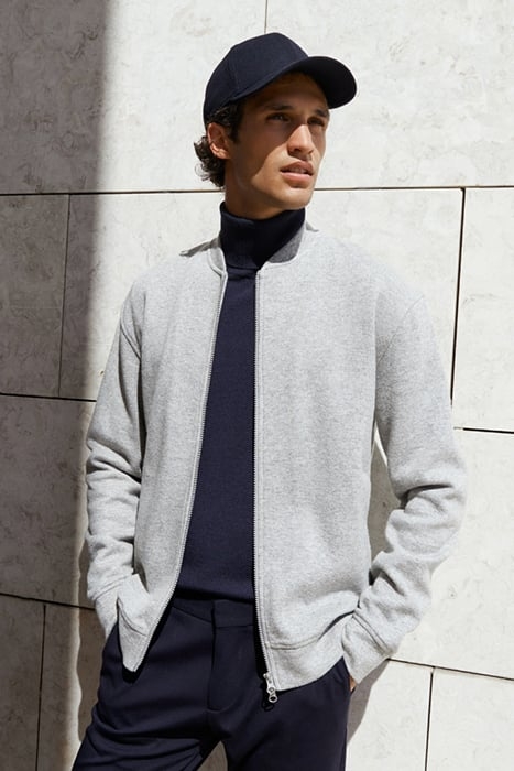 JENSEN | COTTON CASHMERE BOMBER JACKET LIGHT GREY MELANGE 3