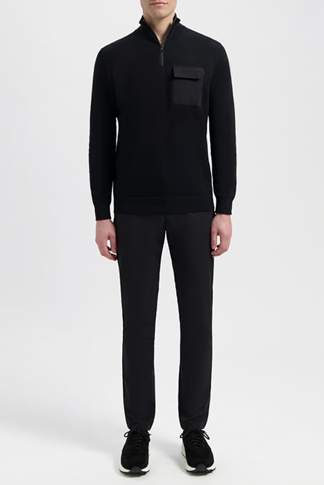 LEWIS | COTTON HALF ZIP PULLOVER PURE BLACK 1